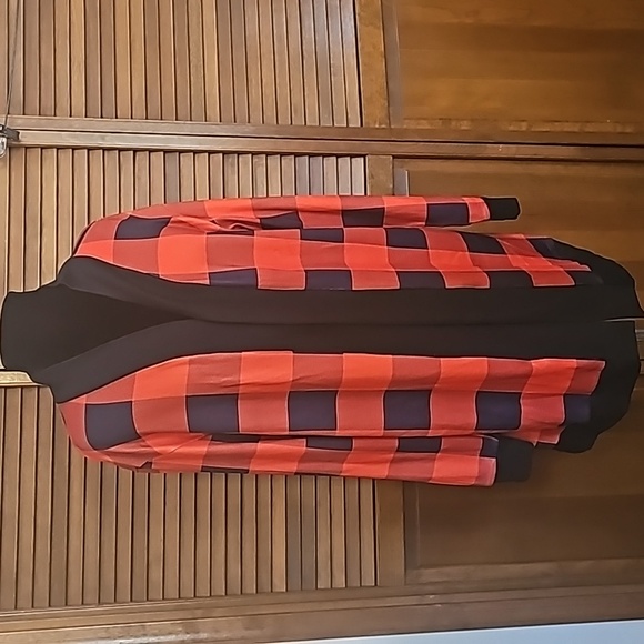 NWT Floral Blooming light open front long plaid jacket - Picture 5 of 9